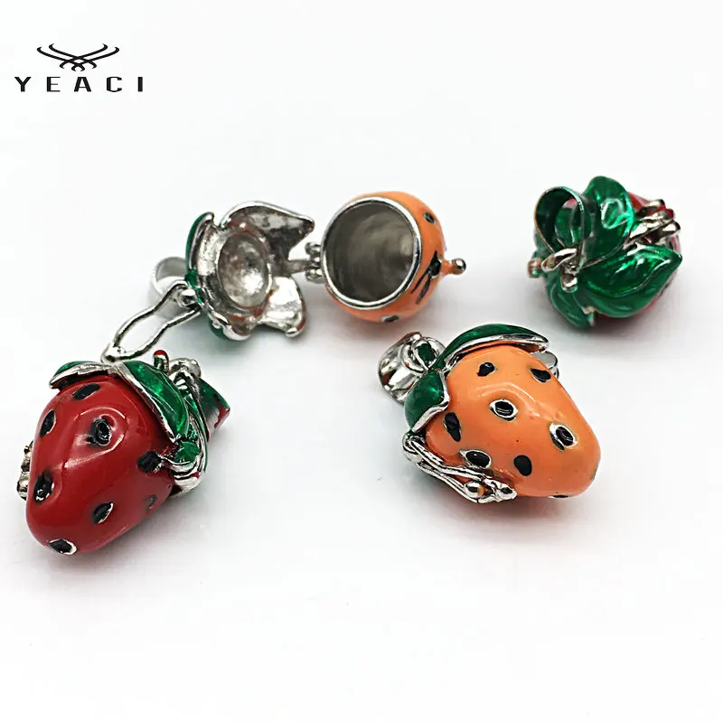 

Sweet Romantic Small Strawberry Necklace Pendant for Women DIY Necklace Pendant Jewelry Making Pink Red Free Shipping 5Pcs