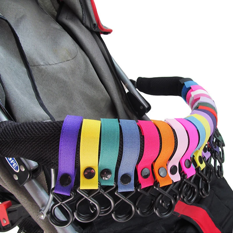 3Pcs/Lot New Plastic Stroller Cup Holder Pram 2 Hooks Nylon Pushchair Car Hanging Strap Portable Baby Stroller Accessories