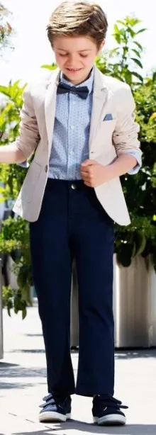 Бежевый Блейзер повседневное отец и сын костюмы Мода весна осень уличные Smart бизнес костюм для вечеринок для мужчин темно синие брюки для девоче - Цвет: Kids Boy Suit