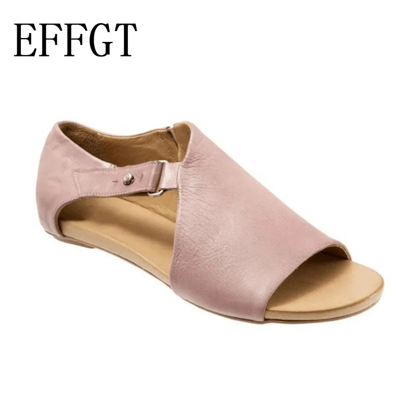 

EFFGT Women Sandals Flip Flops Flats 2019 New Summer Fashion Wedges Shoes Woman Slides Buckle Lady Casual sandals Size 35-43 K04