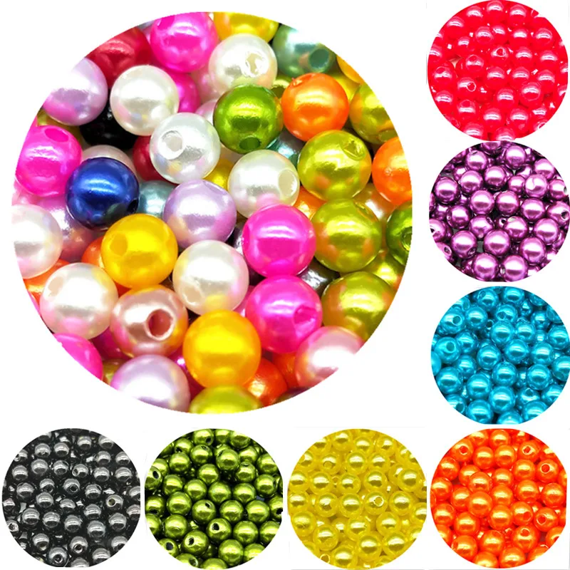 

Round 4/6/8/10mm Mixed Color ABS Fashion Bright Candy Imitation Pearls Pears Spacer Loose DIY Jewelry Bracelets Necklaces Making