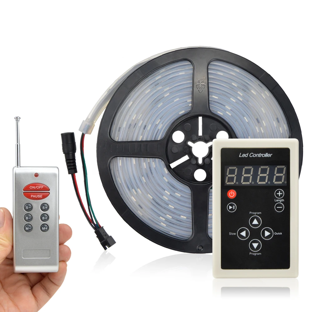 

Novedades 2019 Waterproof LED Lamp 5M 12V WS2811 IC Control Dream Magic Color RGB 5050 Novelty LED Pixels Strip light 5A Adapter