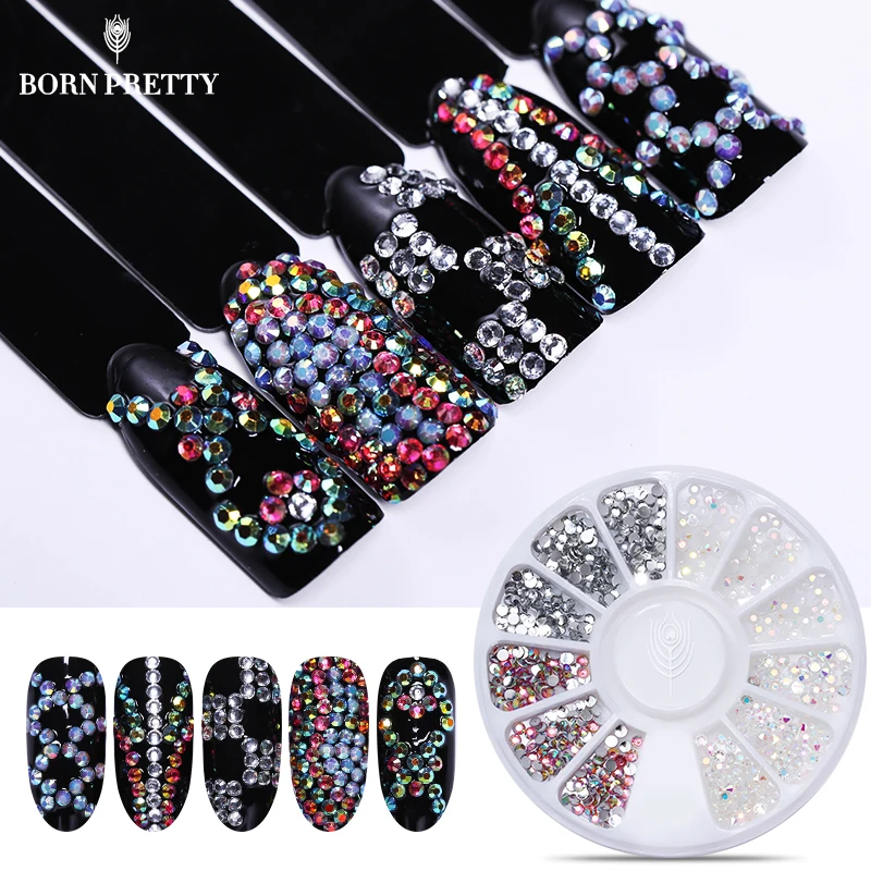  1 Box Multi Color Nail Art Studs Resin Nail Rhinestones Shinny Jelly 3D Decorations in Wheel Manicu