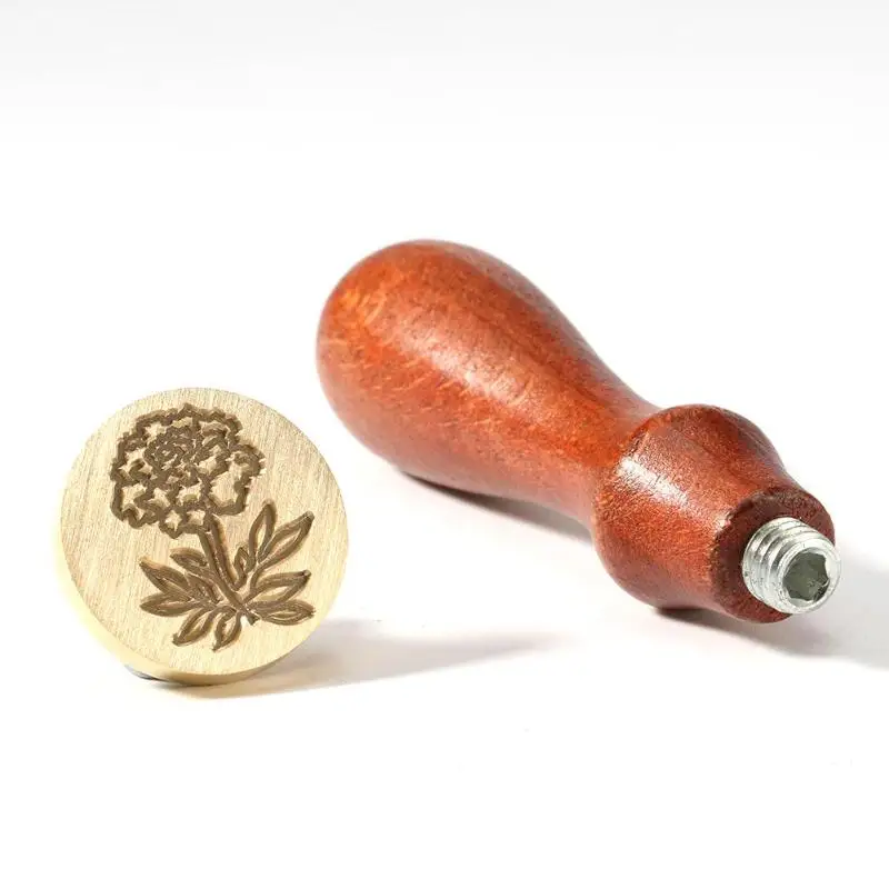 Античная деревянная ручка металлический уплотнительный воск штамп растения Цветок штамповка воск шарик ремесло подарок