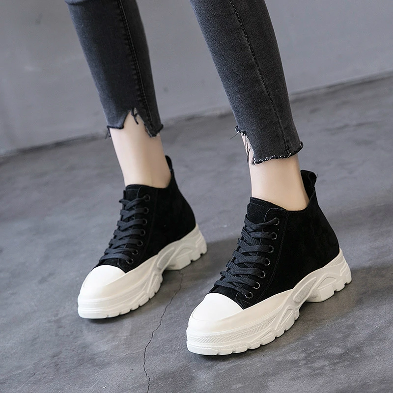 

2019 spring new leather women's running shoes fashion casual thick-soled wild cake shoes wild sports women M3-06