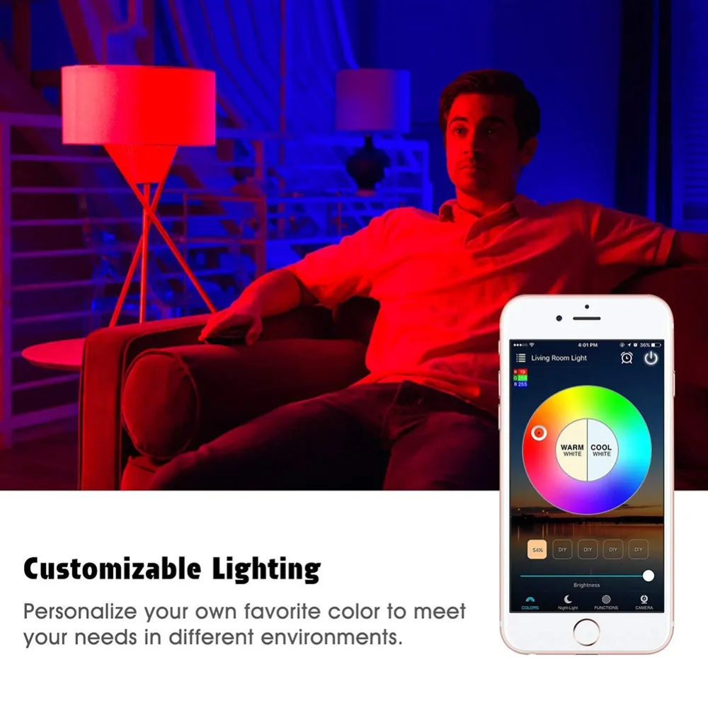  Smart Bulb WIFI Dimmable Smart Light LED Bulb 4.5W 7W E27 RGB color Amazon Alexa Google Home IOS/An - 32904789325