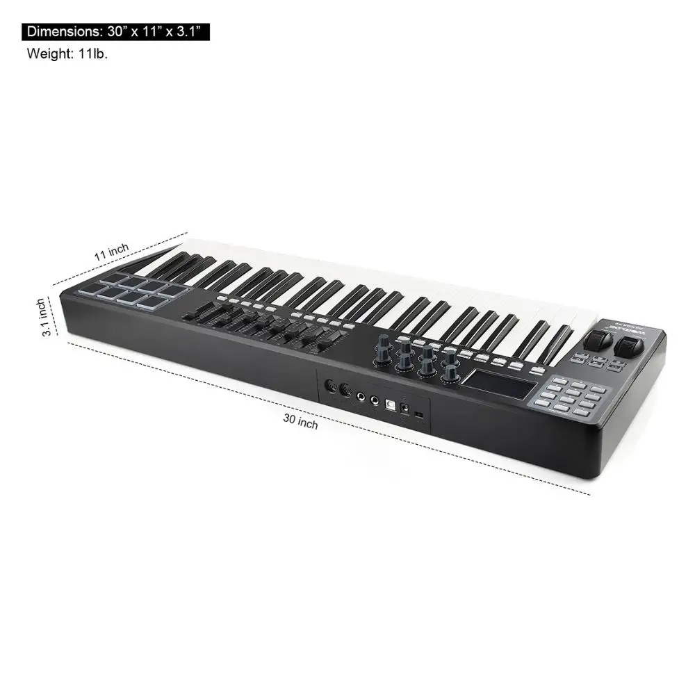 Worldde Panda портативный MIDI клавиатура контроллер 49 ключ 8 RGB с подсветкой Light Drum Pad 9