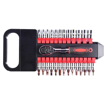 

27 Pcs Sleeve Cr-V Ratchet Wrench 1/4 Wrench Tool Set Socket Sets Professional Repair Tools Combination Tool