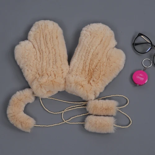 Хит, натуральный настоящий мех кролика, перчатки, Хорошие эластичные женские зимние вязаные варежки из настоящего кроличьего меха, перчатки из натурального меха для улицы - Цвет: khaki
