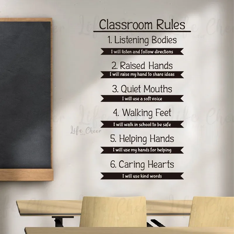

School Classroom Decor Students Clarssroom Rules Vinyl Wall Sticker Study Regulation Wall Decals Class Rule Vinyl Murals AC256