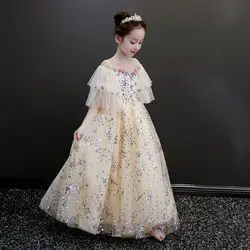Принцесса золотые блестки кружева день рождения подарок цветок девушки платья для свадьбы святого первого причастия индивидуальный заказ