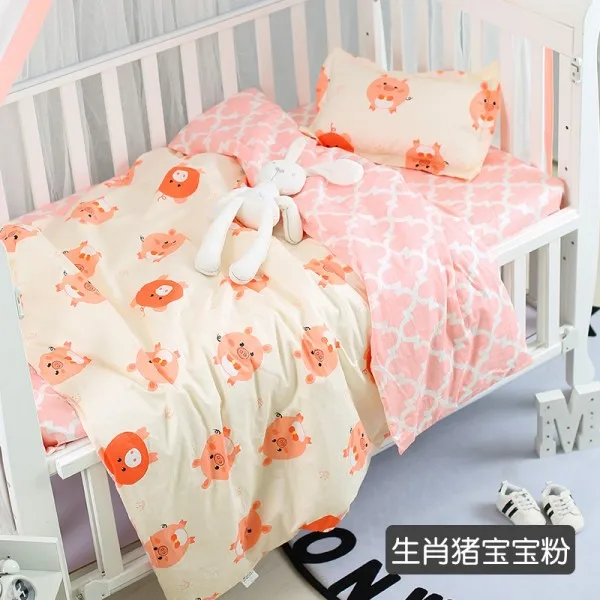 Домашнего текстиля для маленьких мальчиков девочек кроватки хлопок Постельное белье 1 пододеяльник 1 Flatsheet 1 наволочки для 0,6 м кровать - Цвет: 15