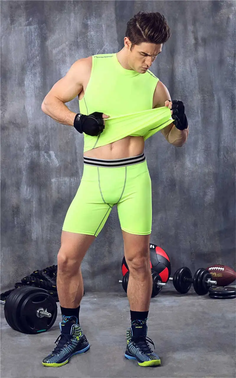 Для мужчин Pro спортивные Gymming быстросохнущая Тренировки сжатия Капри Обрезанные пляжные шорты для Бодибилдинг работает Тонкий Фитнес Yogaing