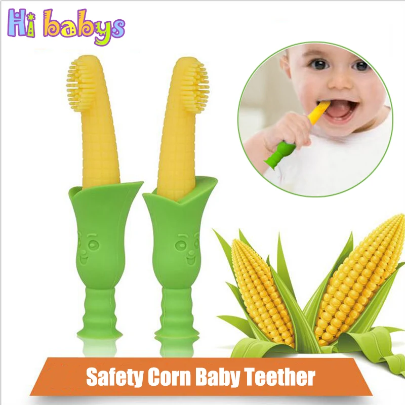 Safety Corn Baby Teether Teething Silicone Toothbrush Infant Silicone Baby Teething Rings