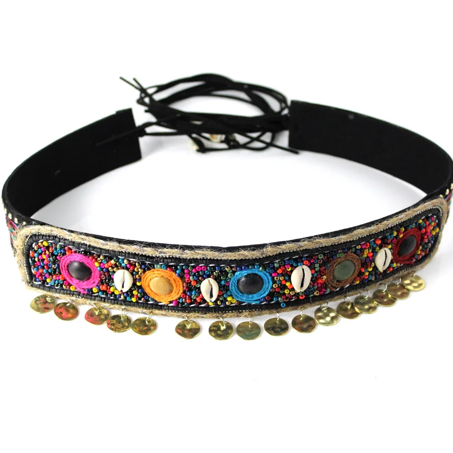 

New Luxury Ethnic Turquois Shell Traditional Bohemian Wide woman belt strap for women jeans Dress Wide female belts High quality