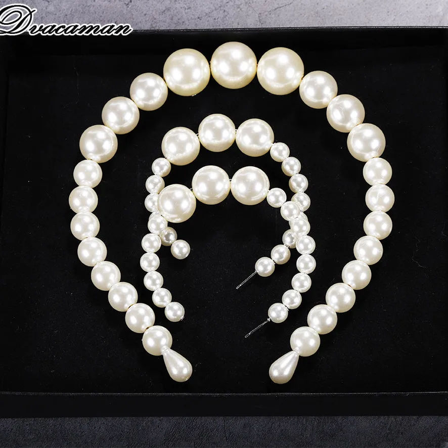 Dvacaman, трендовые женские повязки для волос с большим искусственным жемчугом, Очаровательные Круглые бусинки, свадебные повязки для волос, ювелирные аксессуары, вечерние, подарки