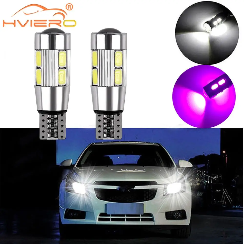 

2X T10 LED canbus W5W 194 Interior Xenon White LED CANBUS NO OBC ERROR 10SMD 5630 5730 with Lens Projector Aluminum Case bulbs