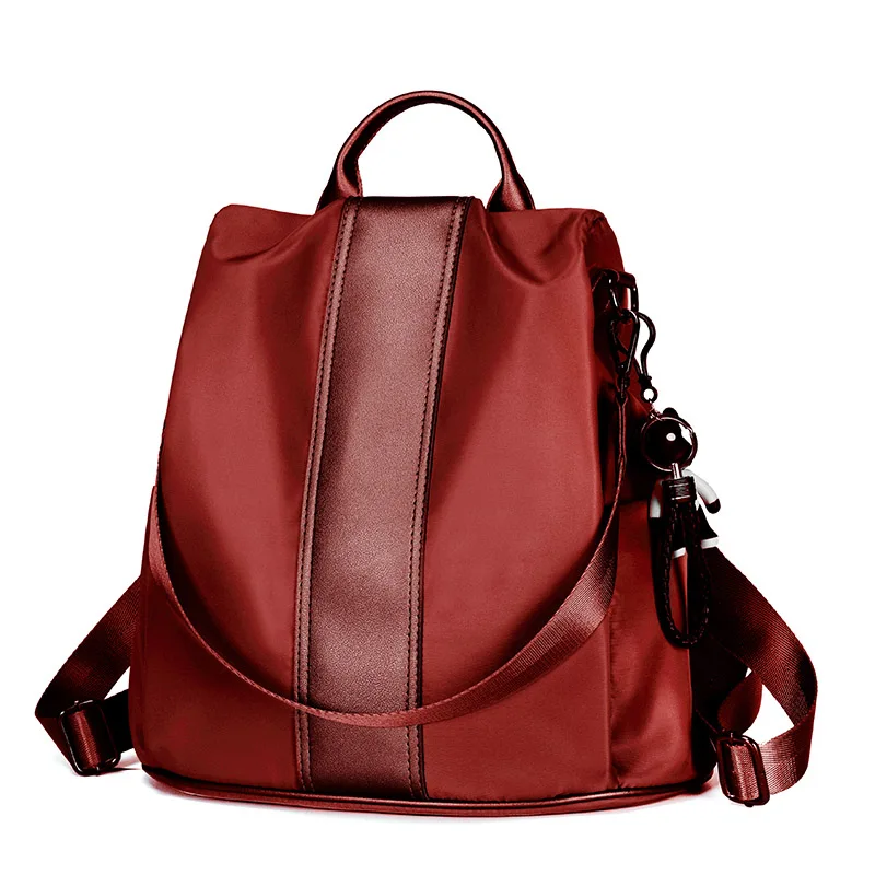 Модный женский рюкзак, водонепроницаемый, ткань Оксфорд, школьная сумка, светильник, многофункциональная женская сумка на плечо, Противоугонный женский рюкзак для путешествий - Цвет: Red