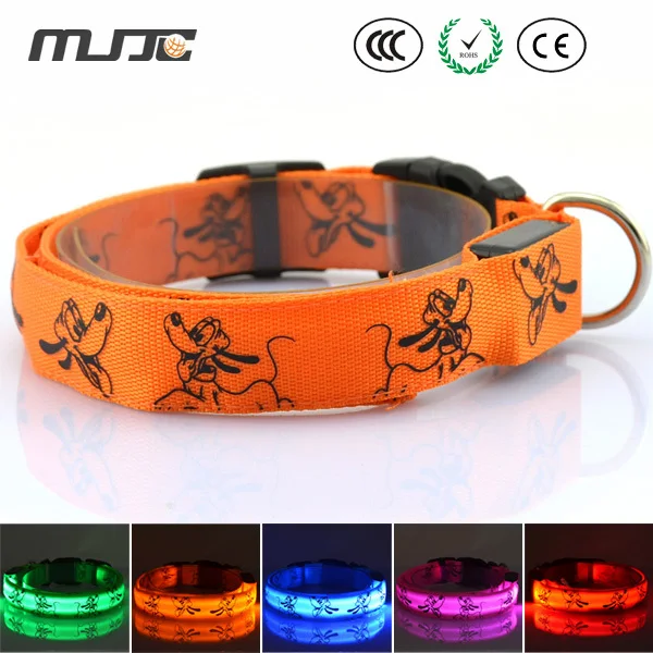 MJJC 2015 LED Luminous Pet Dog Collar Neck with Medium and Large Flash Dog Collars for Dog Cat S/M/L/ Size Adjustable