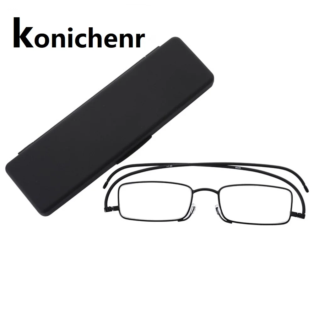 Konichenr мини дизайн очки для чтения для мужчин и женщин складные маленькие очки оправа металлические очки с оригинальной коробкой+ 1,0-+ 3,50