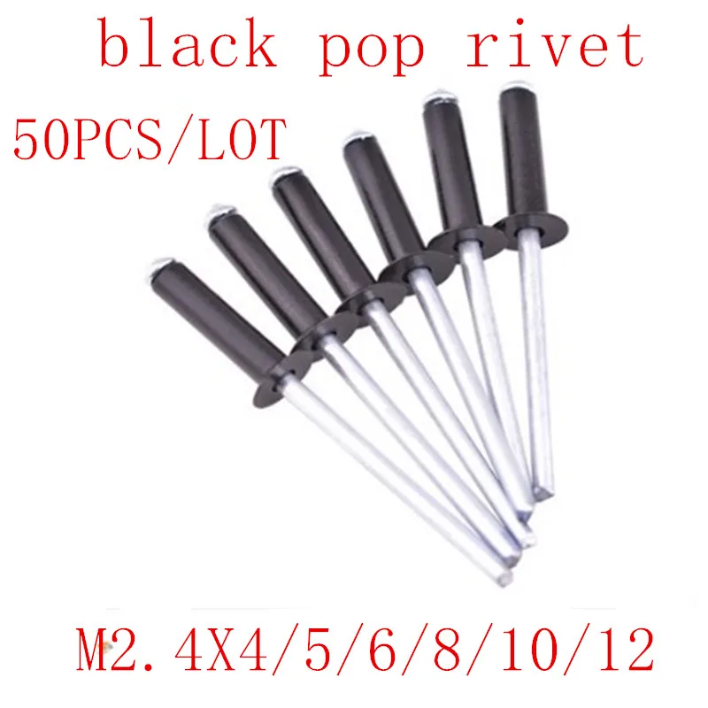 

50PCS M2.4*4/5/6.4/8/10/12 black Aluminium Mushroon Head Break Mandrel Blind Rivets Nail Pop Rivets