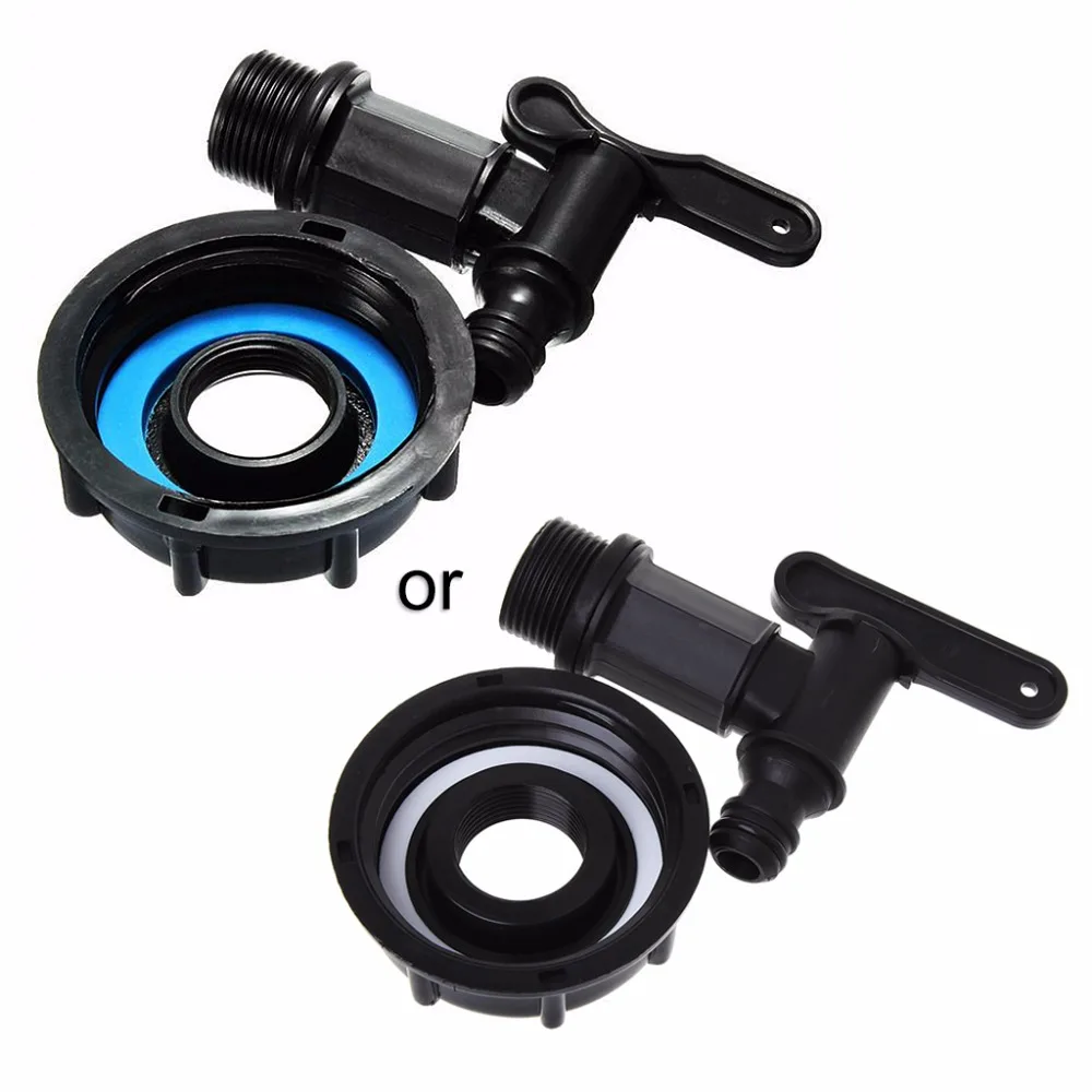 

New Switch 1000L IBC To 15mm 1/2" Water Tank Hose Yard Adapter Fittings With Switch