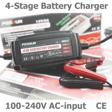 FOXSUR 12V 5A Automatic Smart Battery Charger, Maintainer & Desulfator for Lead Acid Batteries, Car Battery Charger 100-240V In