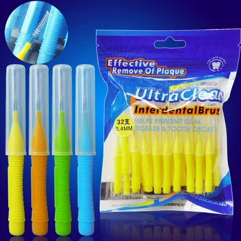 

Adults Interdental Brushes 32pcs Ultra Fine Oral Care Teeth Whitening Dental Tooth Orthodontic Toothpick ToothBrush