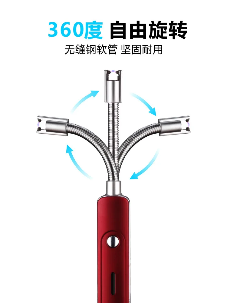 USB дуговая плазменная зажигалка, гибкая USB электрическая кухонная зажигалка с поворотом на 360 градусов, металлическая ветрозащитная Зажигалка для прикуривателя для барбекю