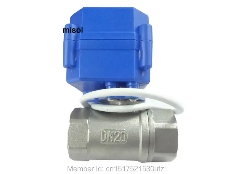 Моторизованный клапан G3/4 &quotDN20 (уменьшающий порт) 2 пути 12VDC CR01 нержавеющая сталь