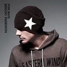 Hot Selling New Arrival Pentacle Star Warm Skull Beanie Hip Hop Knit Cap Ski Crochet Cuff winter hat for Women Men