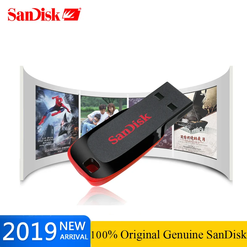 SanDisk CRUZER BLADE USB флеш-накопитель CZ50 USB 2,0 8 ГБ 16 ГБ 32 ГБ карта памяти USB флеш-накопитель 64 Гб 128 ГБ мини-накопитель флешка