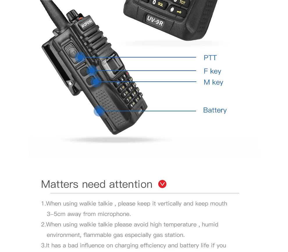 Baofeng UV-9R плюс влагонепроницаемые Walkie Talkie двухстороннее радио Двухдиапазонный портативный 10 км long range UV9R CB Хэм портативный Радиоприемник