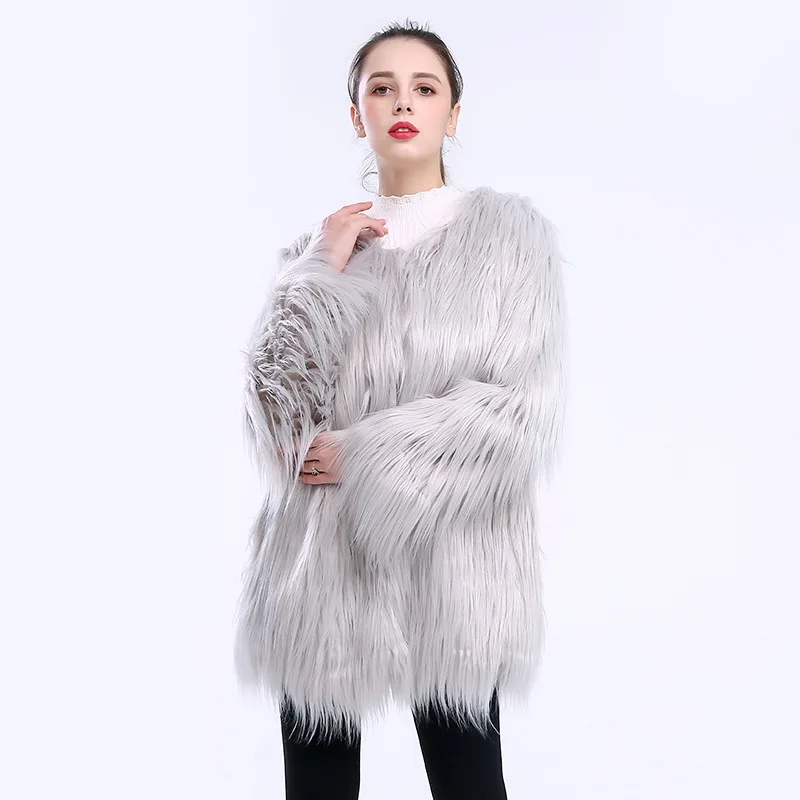 ZYSK Vintage Fluffy Faux Fur Coat Women Long Furry Fake Fur 2018 Autumn ...