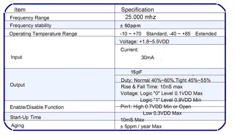 5pcs 50ppm 15pf 25MHz 25.000mhz 3.3V 7050 oscillator active quartz resonator crystal oscillator kit