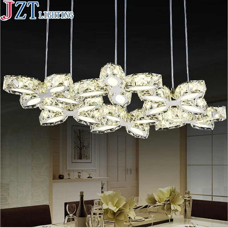

Newest Modern And Concise Petal Shaped Crystal Pendant Lamp AC 90-260V Rectangular Circular Stainless Steel Lampbase