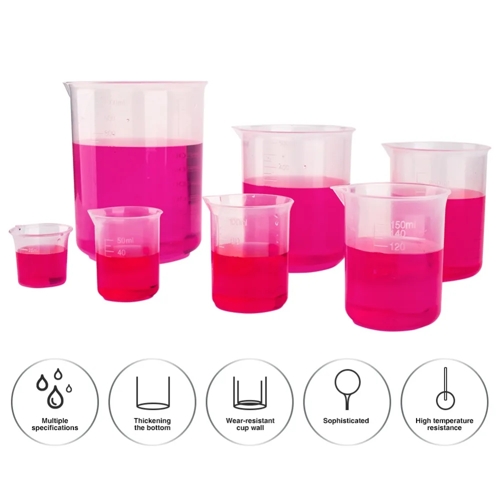 

7pcs/Set 25ml 50ml 100ml l50ml 300ml 500ml 1000ml Measuring Cylinder Tool Transparent Lab Test Supplies Tapered Pouring Spout