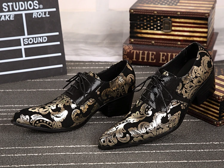 Zapatos Hombre Vestir/Свадебная обувь на шнуровке с золотым принтом Мужская официальная