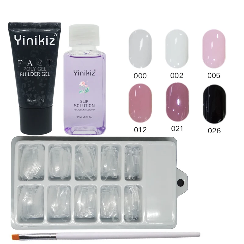 Yinikiz 6 Colors Fast Uv Builder Gel 30ml Poly Kit Extension Fingernails Nail Polish Art Tools | Красота и здоровье