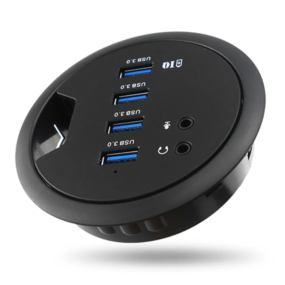 Mount In Desk 4 Port Usb 3 0 Hub Adapter External Stereo Sound