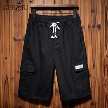 Gersri мужские шорты кэжуал летние модные мужские Шорты повседневные мужские мешковатые брюки с несколькими карманами Большие размеры 46 48 черные
