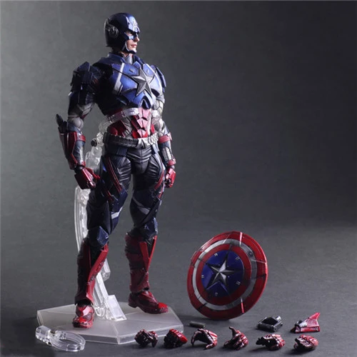 

Free Shipping Cool 10" The Avengers Playarts KAI Captain America Boxed 26cm PVC Action Figure Collection Model Doll Toy Gift