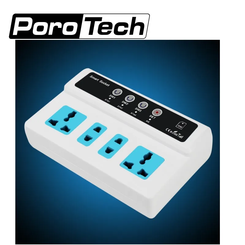 20pcs/lot SC3-GSM smart power socket Wireless Mobile Phone PDA GSM Remote Control 4 Outlets Power Socket Smart Switch Plug