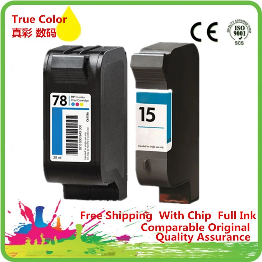 Чернильный картридж для принтера тонер для 15 78 15XL 78XL HP15 HP78 HP15XL HP78XL 6578D с чернилами HP Deskjet 920c 930c 980c 1220cse Photosmart 1215 - Цвет: 1SET