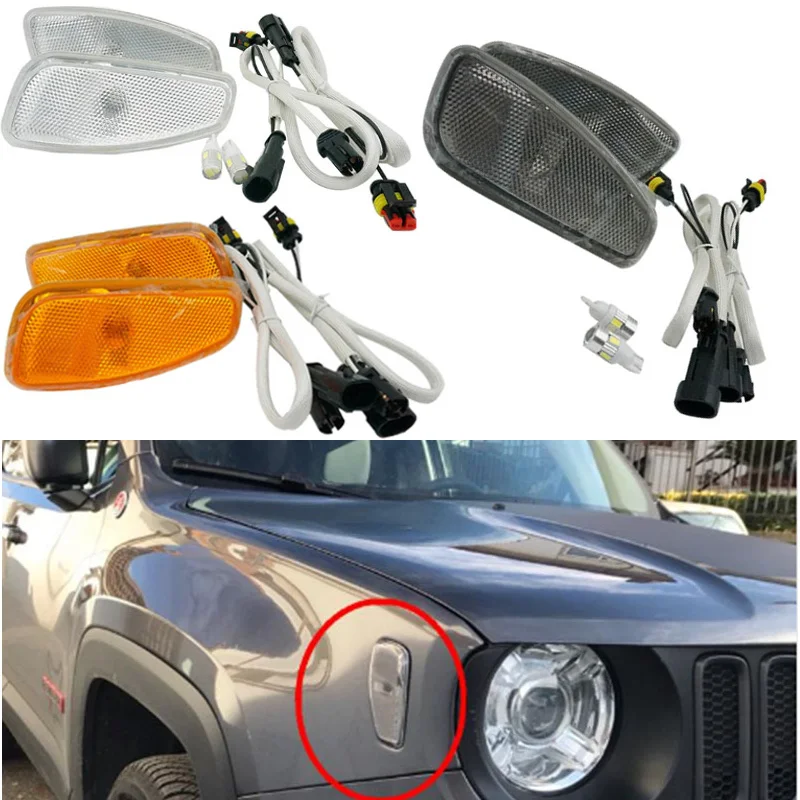 

For Jeep Renegade 2015-2018 Side Reflection Warning Turn Signals Head Light Side Lamp Front Turn Side Signals Light Cars