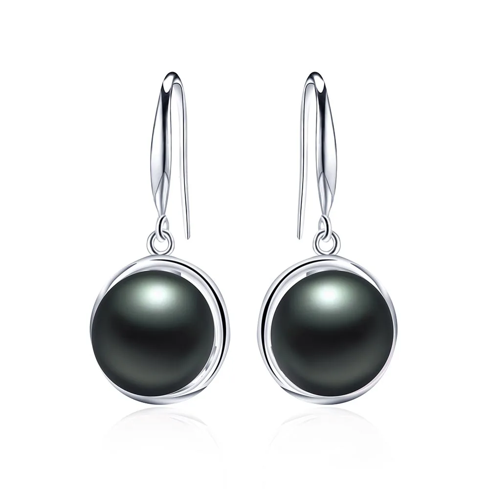 Женские Элегантные серьги-капли из натурального пресноводного жемчуга, серебро 925, высокое качество, 9-10 мм, ювелирные изделия из настоящего жемчуга - Цвет камня: black  pearl
