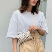 Банановые сумки с заклепками, Кожаный клатч на плечо, поясная сумка для женщин, сумка через плечо, Женский однотонный пояс, кошелек, сумка для денег