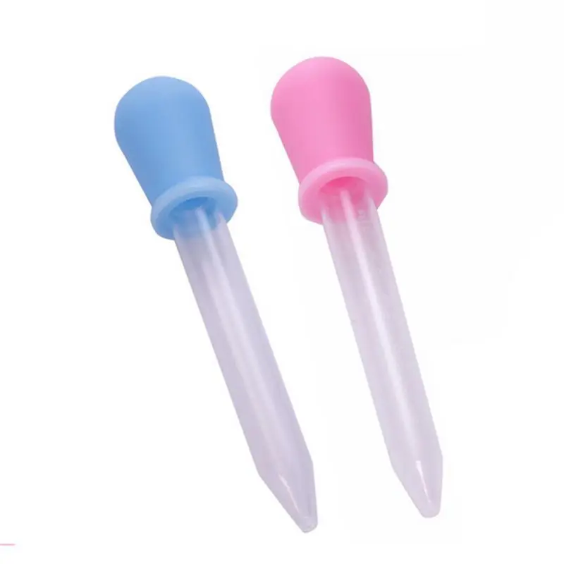 2 цвета, новинка, 5 мл бутылочка для кормления ребенка посуда прозрачный Пластик пипетки подачи жидкости Еда медицинская капельница, бюретка синий, белый, розовый цвета, 1 шт