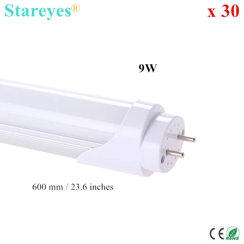 

Free shipping 30 pcs 60cm T8 LED Tube light 9W SMD 2835 44 LED Epistar Chip High brightness 790Lm lamp bulb Strip AC85-265V