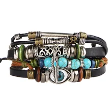 

Fashion Wristband Punk Design Turkish Eye Bracelets For Men Woman Female Leather Bracelet Metal Stone Vintage Jewelry 2018 New